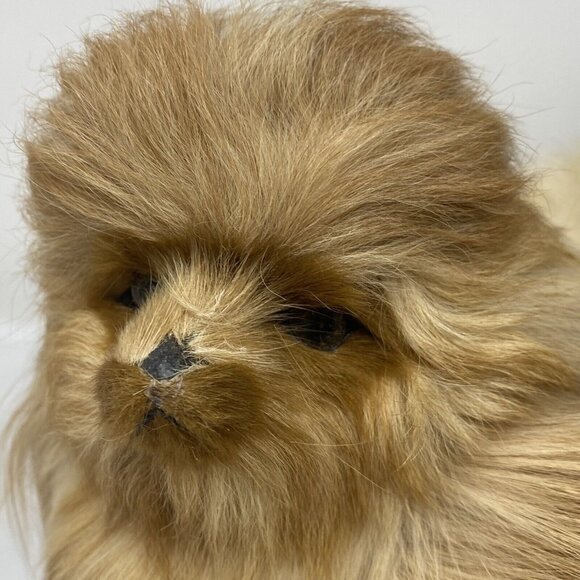 Vintage Pomeranian Dog Figurine 8" Real Fur Handmade OOAK Collectible - Picture 3 of 10